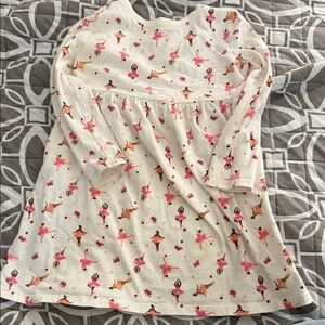 Old Navy Cream Dress with Pink and Brown Ballerina Print